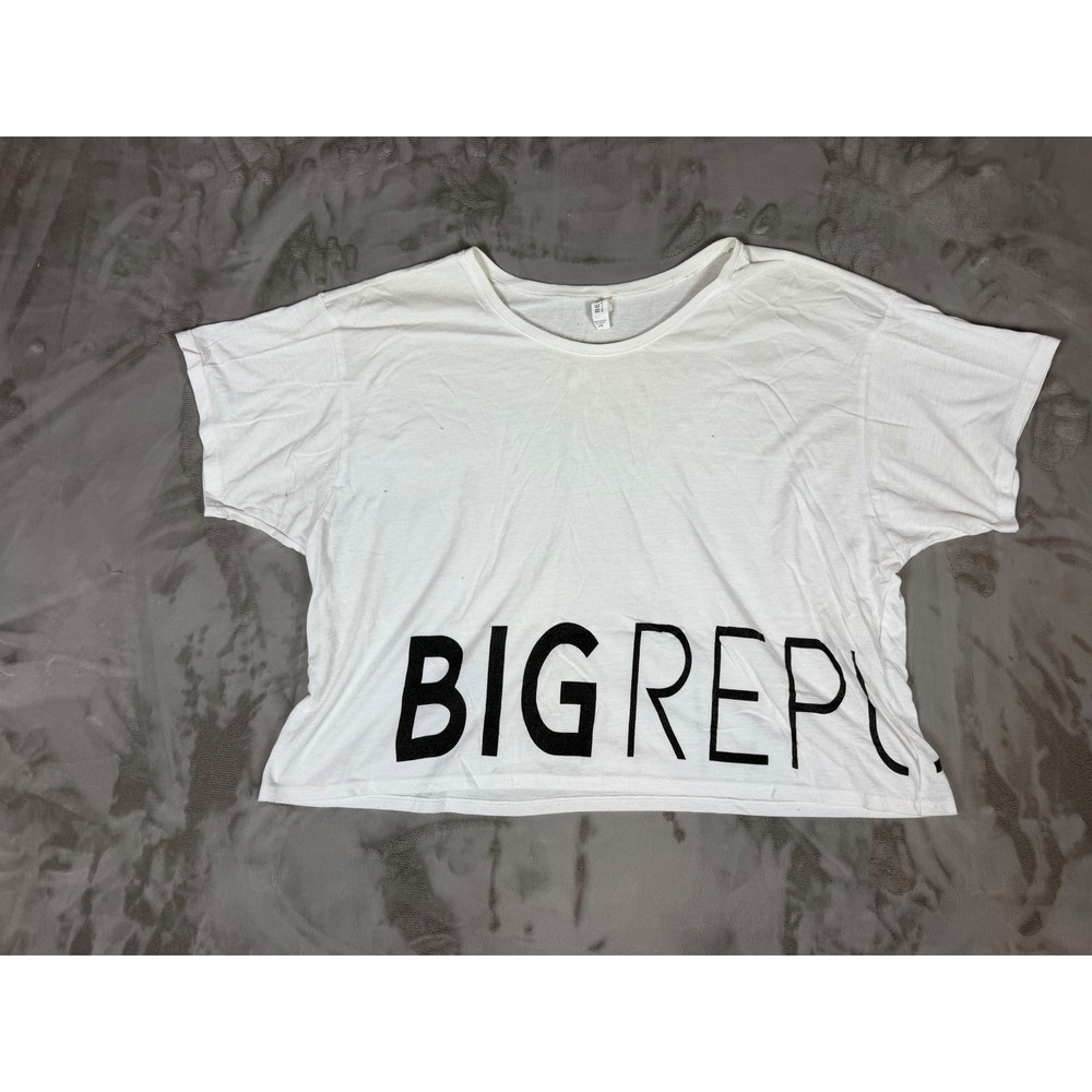Taylor Swift Big Reputation White Cropped Graphic T-Shirt L/XL Boxy Flowy Tee
